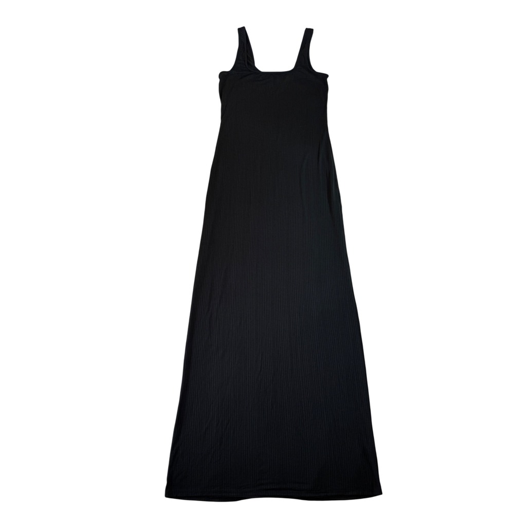Anthropologie Black Ribbed Maxi Dress Women's Size XS Sleeveless Bodycon Casual